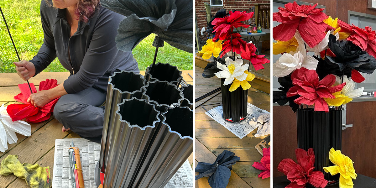 creating consistency - when your handmade ribbon-cutting centerpiece speak to your brand in color and sustainability